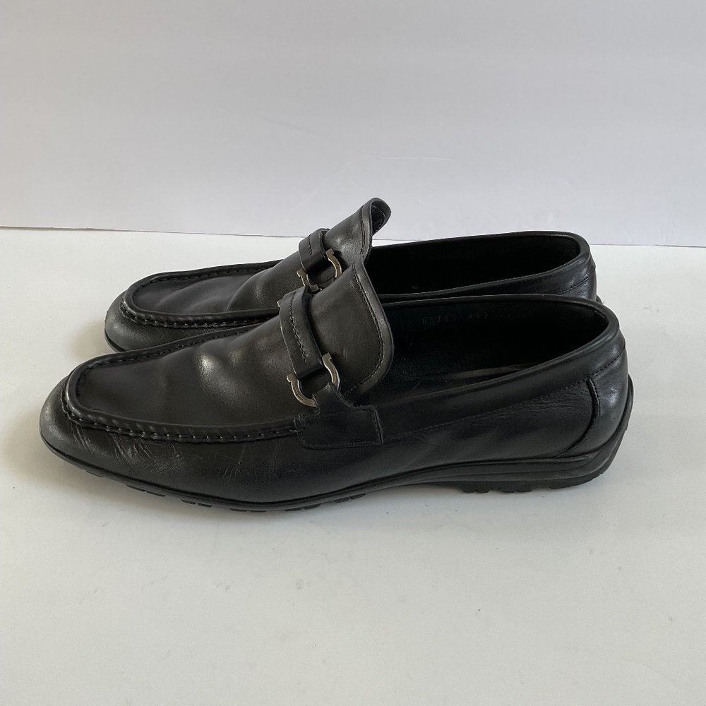 Salvatore Ferragamo Columbo Black Leather Loafers Mens Sz 10